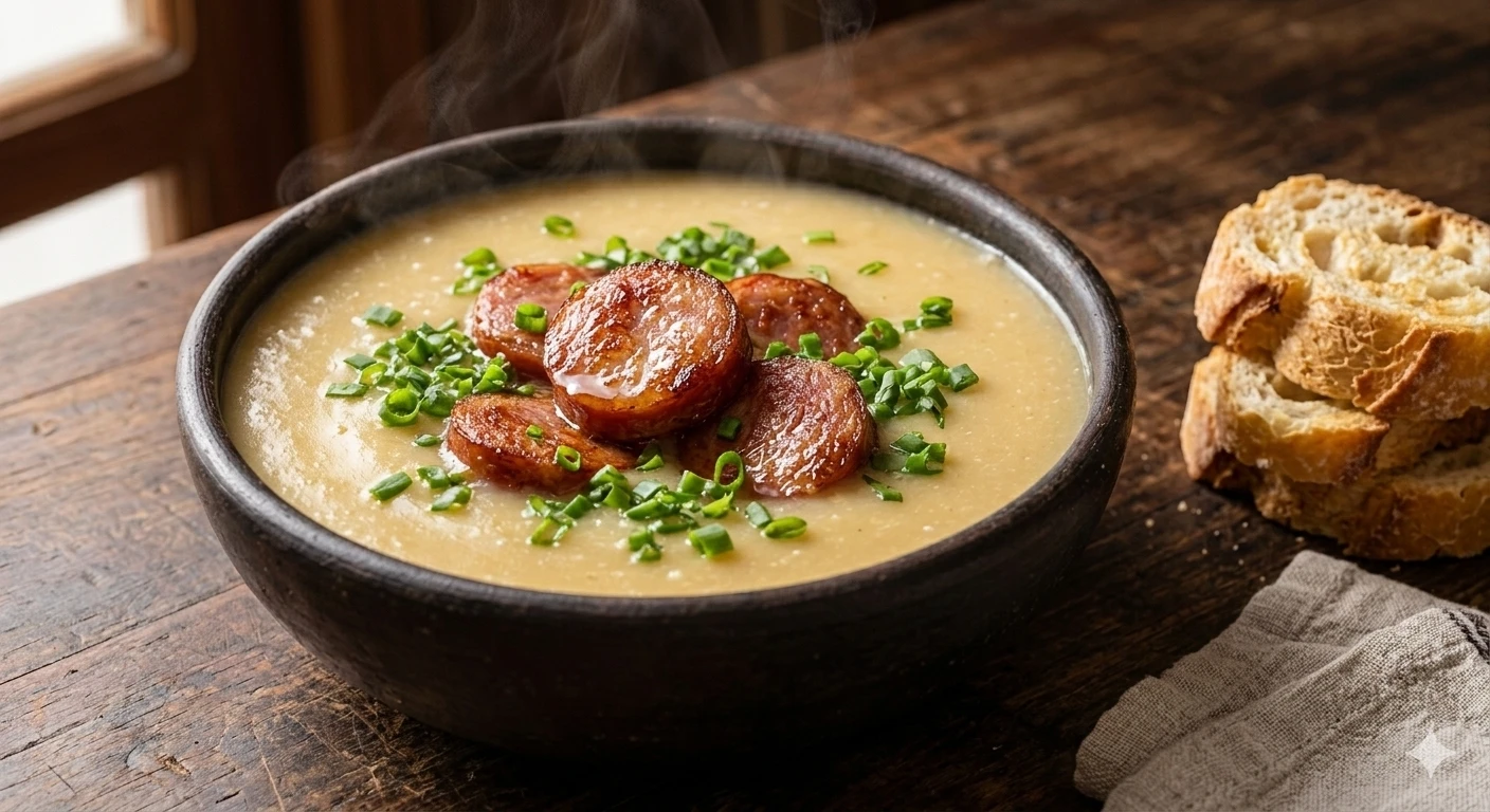 Creme de Mandioca com Linguiça