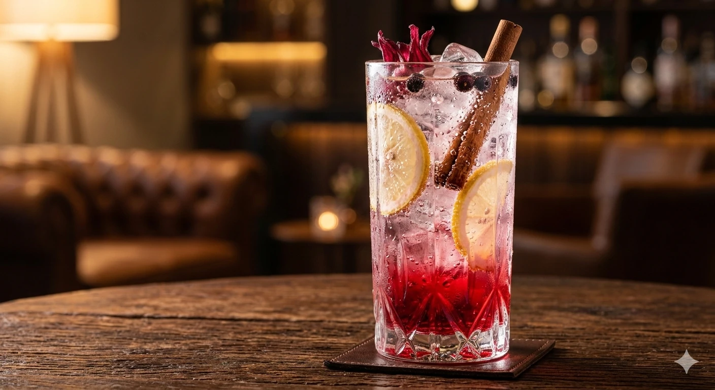 Receita de Gin Tônica com Hibisco e Especiarias