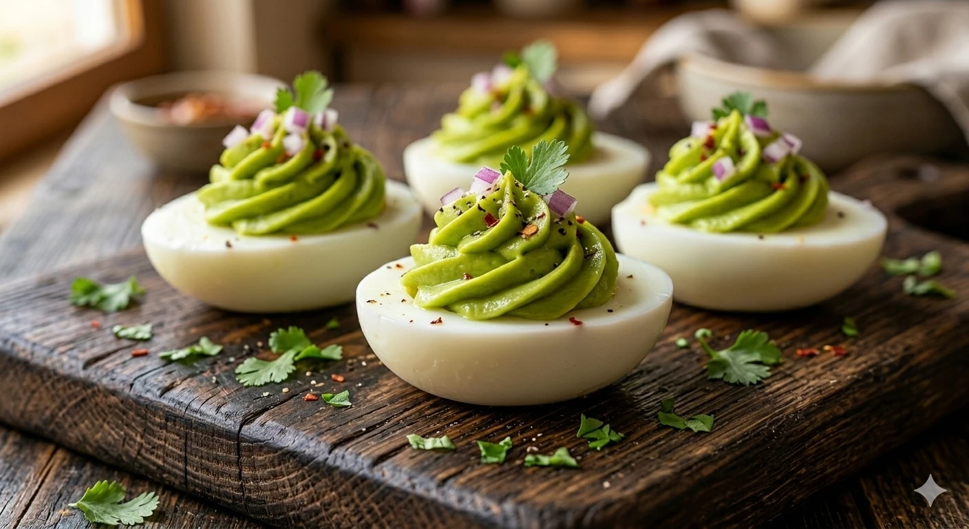 Receita de Ovos Recheados com Abacate (Deviled Eggs)