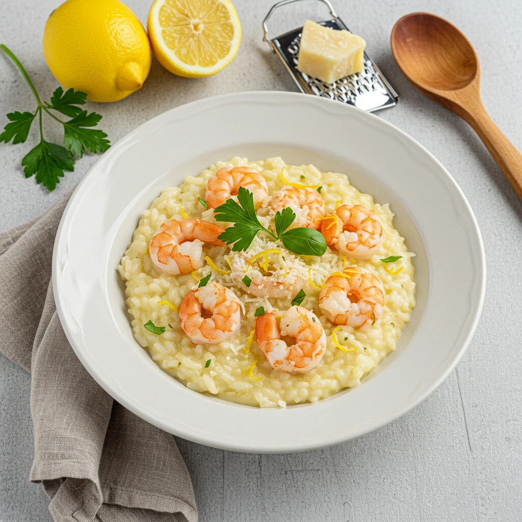 Risoto de Limão Siciliano com Camarões