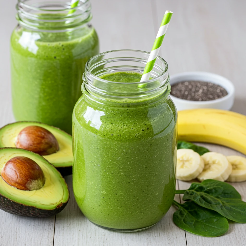 Smoothie Verde de Abacate e Espinafre